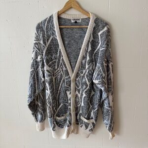 Vintage Valentino | 90s Eclectic Knit Cardigan Grandpa Core Cotton | Size Medium